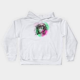 Pink and green face Kids Hoodie